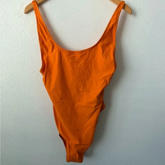 SOLD SKIMS Signature Swim Scoop Neck One Piece Tangerine Size L NWT - Picture 3 of 5